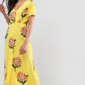 Yellow Asos Maxi Tea Dress with Open Back